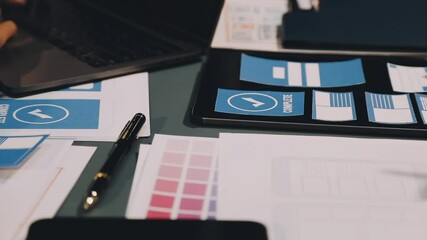 Wall Mural - designers drawing website ux app development. user experience concept.