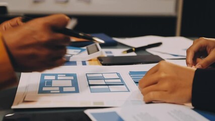 Wall Mural - designers drawing website ux app development. user experience concept.