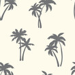 © Pattern_Talent - Half drop seamless repeat pattern with charcoal gray palm tree silhouettes on cream. Men, boys, sophisticated tropical, pool, beach, shirt print and more.