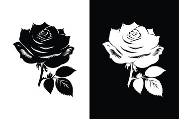 Wall Mural - rose flower silhouette icon vector on white background.