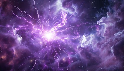 Wall Mural - purple lightning in the space, computer generated abstract background