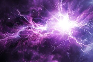 Wall Mural - purple lightning in the space, computer generated abstract background