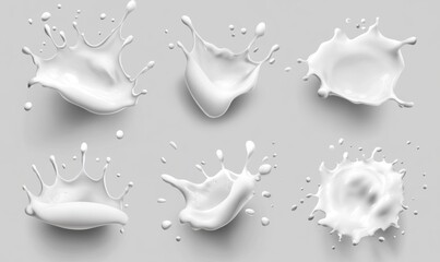 Wall Mural - Set of white soap foam splashes