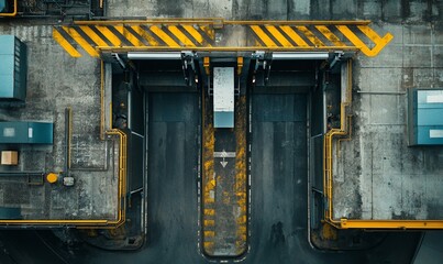 Wall Mural - Overhead view of security gates