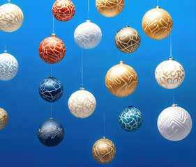 set of sparkling christmas balls in abstract background, festive decoration element template, graphic design illustration wallpaper 