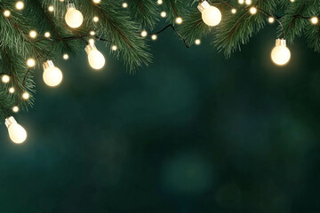 Festive Pine Branches with Glowing Lights