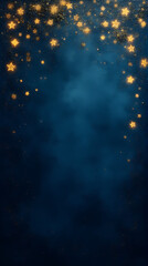 Wall Mural - dark blue abstract background features gold particles christmas elements textured golden glow effect