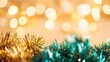 © Photography09 - Bright gold and green tinsel with fairy lights, festive home decor, warm and joyful