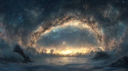 Wall Mural - panoramic milky way arch