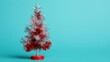 © Photography09 - Red and silver tinsel around a miniature tree, holiday home decor, small space styling