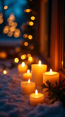 softly glowing candles illuminate homes winter holiday season festive christmas lights