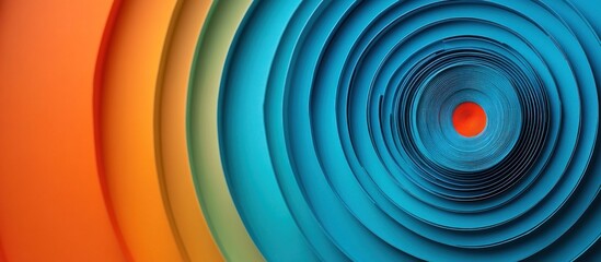 Sticker - abstract background with concentric circles in blue, orange, and green colors.