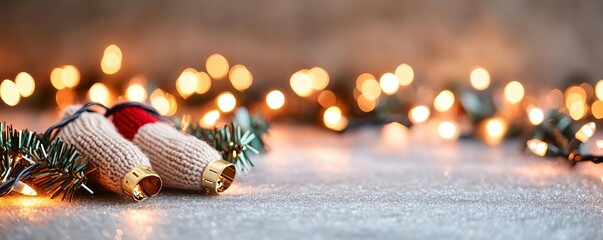 Tinsel with twinkling lights, cozy holiday warmth