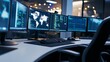 © aubriella - A detailed cybersecurity operations center, modern office with multiple monitors, Secure style