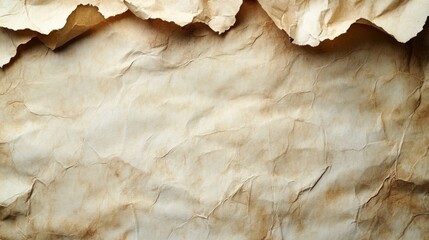 Leinwandbilder - The backdrop features a piece of crinkled brown paper that showcases intricate textures and natural aging, ideal for crafts, designs, or various artistic applications.