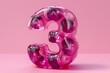 © moviego - pink number 3 on pink background