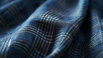 A closeup of a tailored suits fabric reveals its fine texture and impeccable quality emphasizing the time and care put into crafting each individual garment.