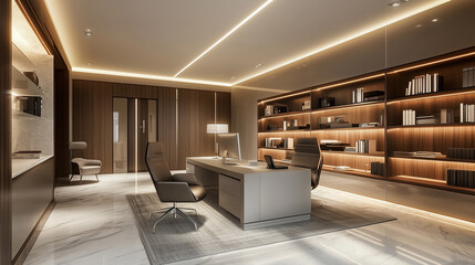 Interior design of a modern spacious office