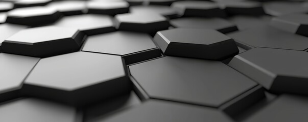 Hexagonal background pattern in black, blue, and orange rendered in 3D
