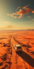 Canvas Print - Car driving through desert