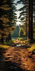 Canvas Print - Sunlight through trees on path