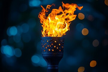 A burning torch with a beautiful bokeh background