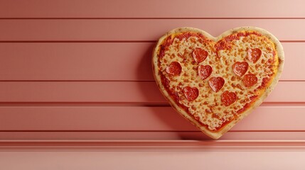 Delightful heart-shaped pizza with pepperoni and cheese perfect for romantic celebrations and special occasions