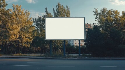 Empty advertisement board blank white sign on the roadside