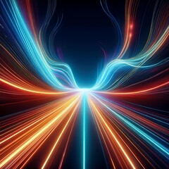 Wall Mural - electric light tracks in high energy motion waves and speed