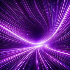 Wall Mural - abstract purple light lines and glowing particles form a background with a curved tunnel creating a 