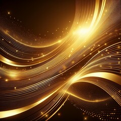 Wall Mural - abstract gold particular background with gold light and line background gold glowing light effect ba