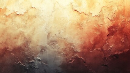 Fototapete - The textured wall displays a gradient of warm colors from deep orange to brown, resembling the hues of a sunset, creating a cozy ambiance.
