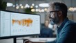 © Business Image - Ingenieur analysiert Daten mit fortschrittlicher CAD-Software im modernen Büro