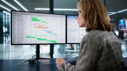 Poster - Business Woman Using Calendar Agenda Schedule