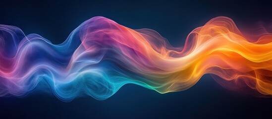 Poster - abstract colorful wave of smoke or fluid on a dark background.