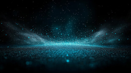 Abstract blue glitter with bokeh background.