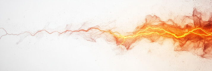 Abstract lightning bolt in orange and yellow smoke.