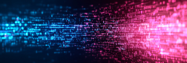 Abstract digital code in blue and red.