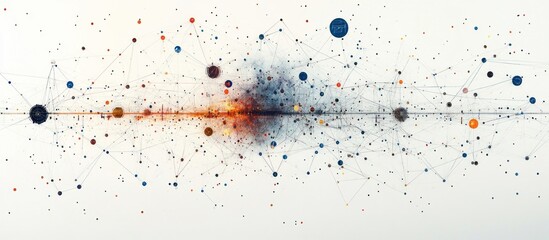 Sticker - abstract network pattern of dots and lines on white background.