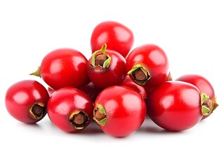 Wall Mural - Vibrant Rosehip Rosa Canina Berries on White Background