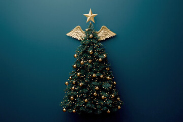 Elegantly adorned christmas tree with golden wings and star topper perfect for holiday decor inspiration