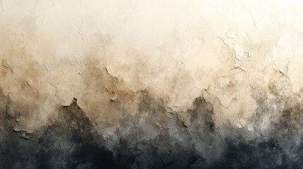 Leinwandbilder - A textured wall showcases a blend of soft earthy tones transitioning from light beige to deep charcoal, evoking a natural, organic feel. The artistic effect brings depth to the surface.