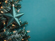 © PrusarooYakk - Shimmering teal star ornament adorning a christmas tree a festive touch for holiday celebrations