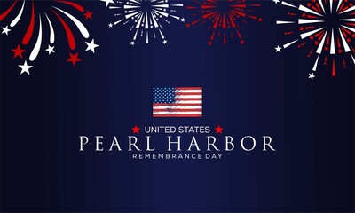 Pearl Harbour Rememberence Day  with US flag , vektor background banner .