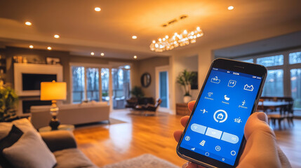 Wall Mural - smart homes use apps to control lights, appliances, and security systems. imagine managing your enti