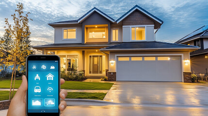 Wall Mural - smart homes use apps to control lights, appliances, and security systems. imagine managing your enti