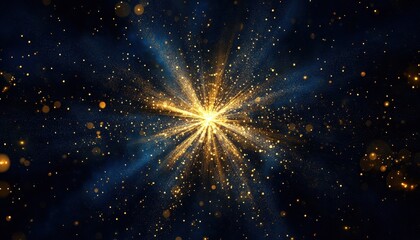 Wall Mural - starlike golden explosion filling the night sky in a dazzling cosmic display