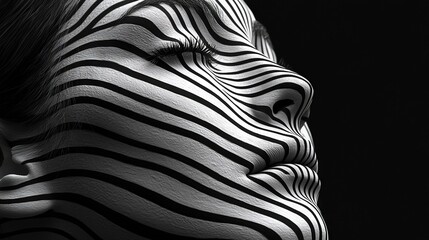 Sticker -   A B/W portrait of a woman with a zebra's head superimposed in the foreground