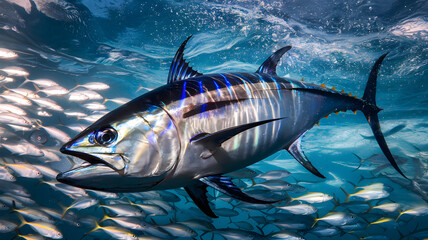 Tuna swimming in ocean waters