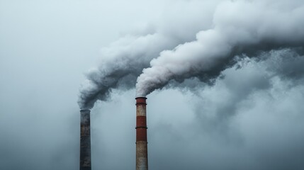 Thick smoke billowing from chimneys symbolizing pollution and the impact of climate change